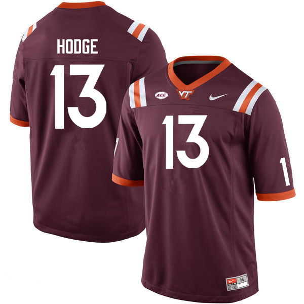 Men #13 Changa Hodge Virginia Tech Hokies College Football Jerseys Sale-Maroon